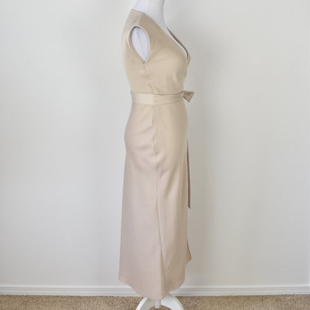 BHLDN Louisa Satin Charmeuse Champagne Cream Midi Dress - 0 - Picture 7 of 11